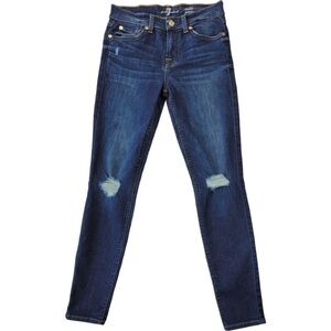 7 for all mankind woman’s dark blue distressed ankle ginevere jeans size 26